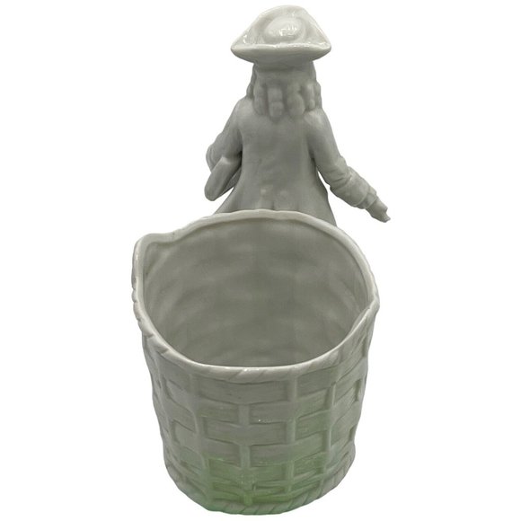 CAPODIMONTE Colonial Man Figurine White Porcelain Planter Crown N Mark 4.75 inch - Picture 5 of 14